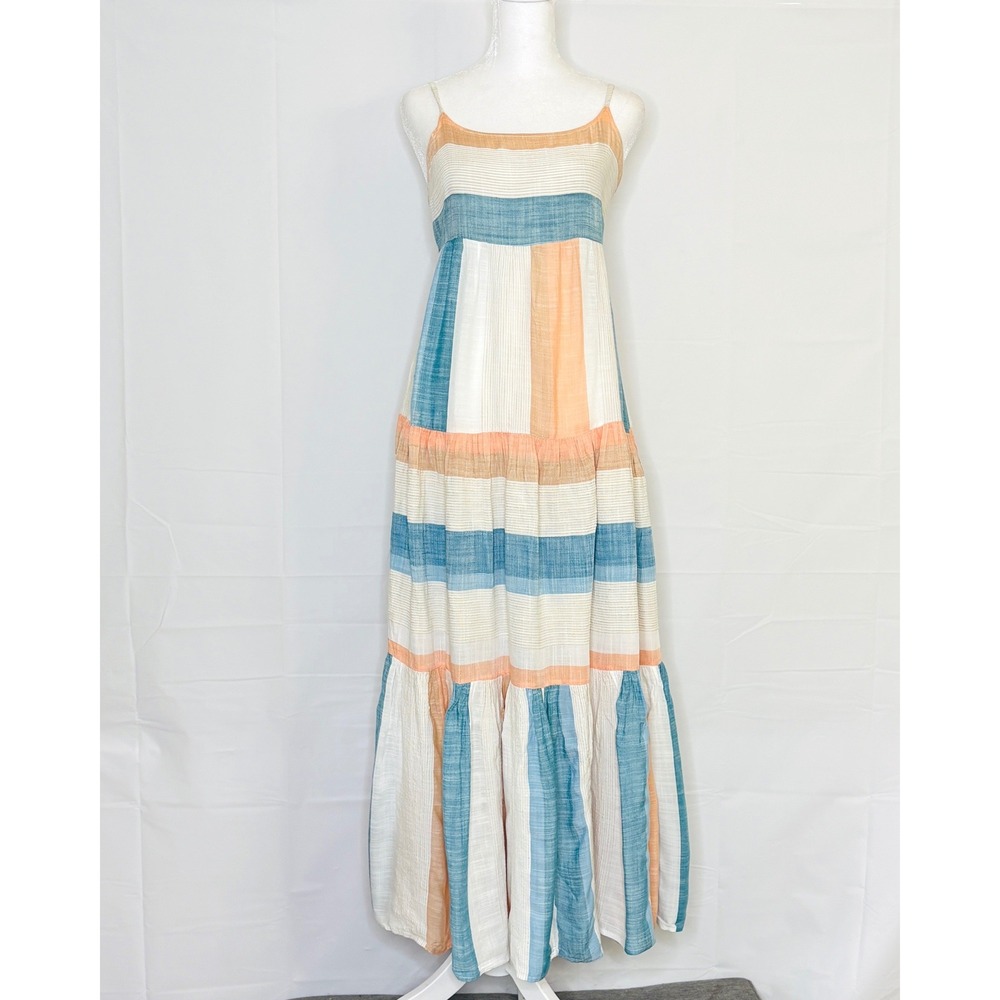 L Space Maxi Dress Striped Tiered Babydoll‎ Summer Medium Cottagecore Coastal